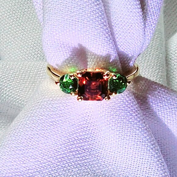 STUNNING Cherry Citrine and Chrome Diopside Silver Ring  1.50 ctw. - NWT - Picture 5 of 8